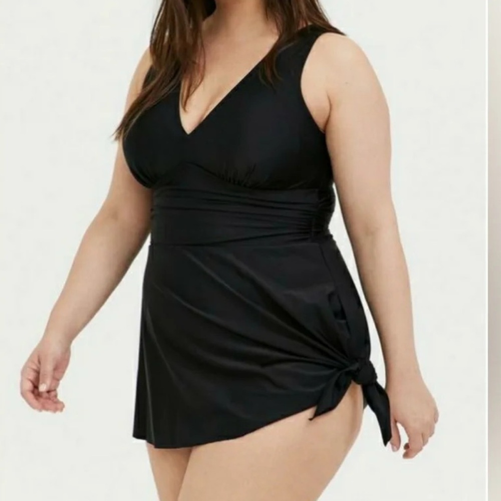 Torrid Black Asymmetrical Swim Dress 2X